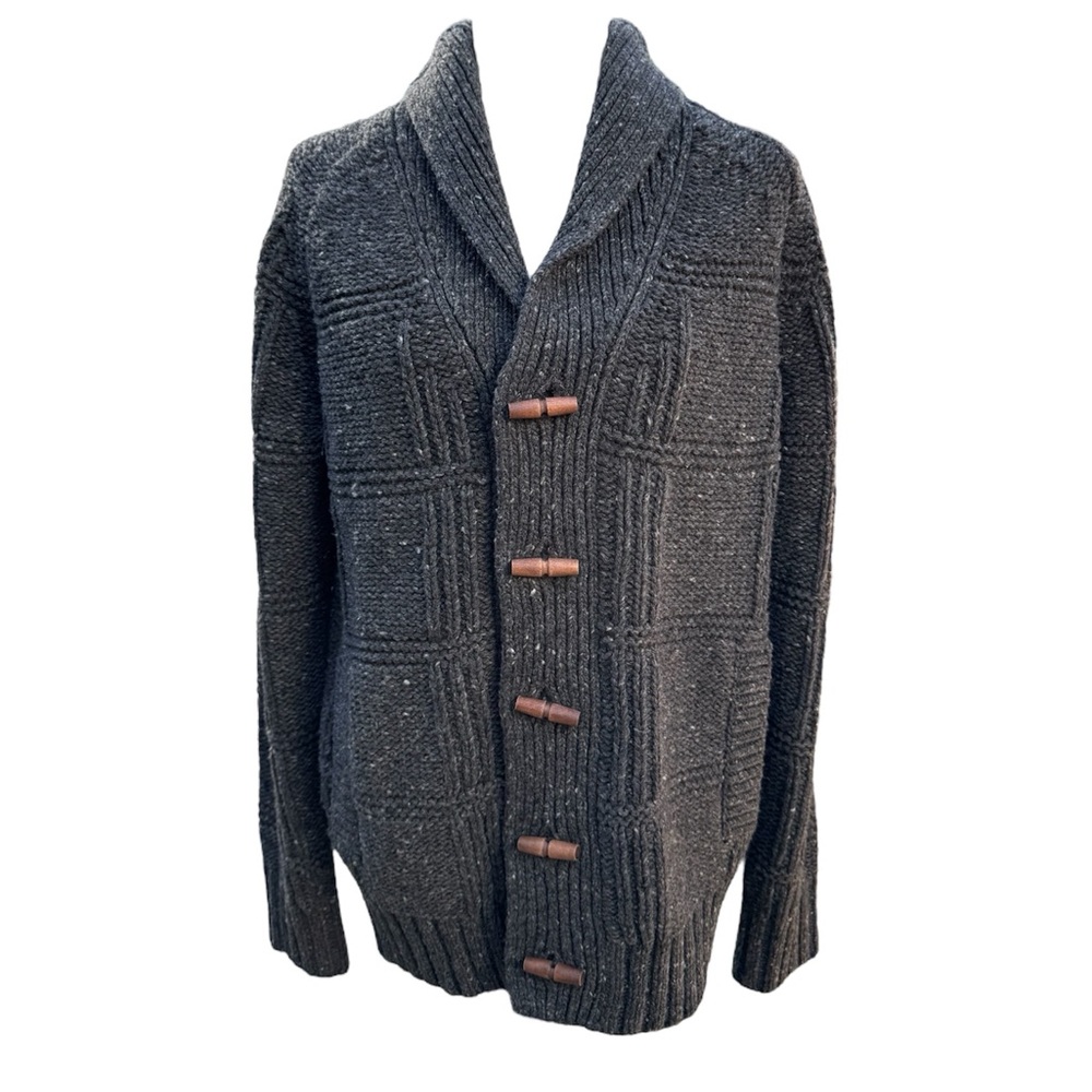 Banana Republic Shawl Neckline Italian Wool Cardigan in Grey Blue